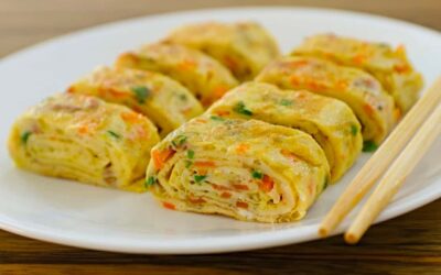 Rollitos de tortilla de arroz con verduras